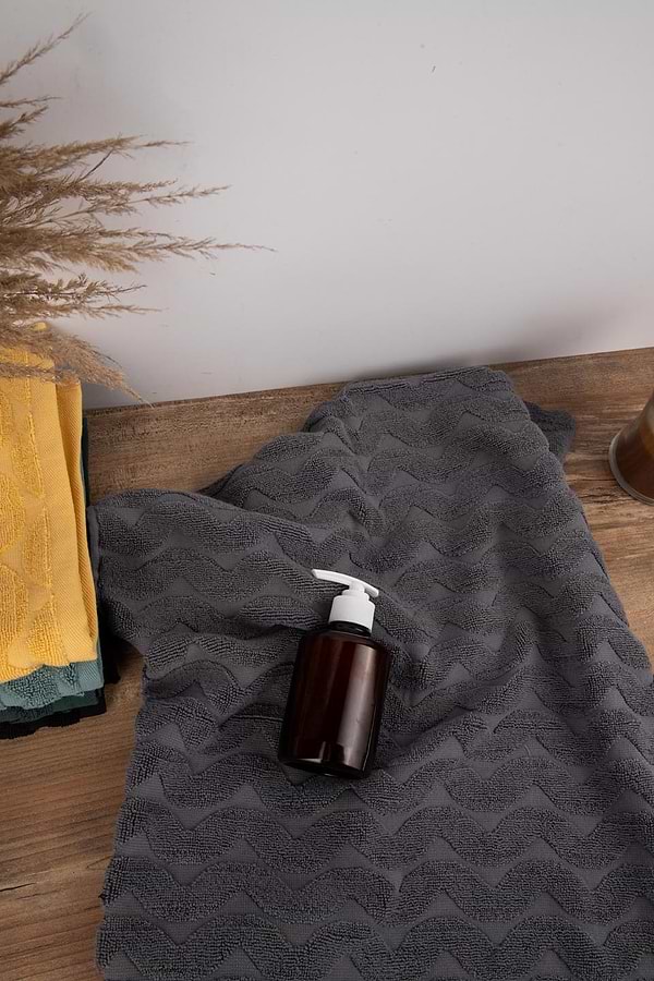 Фото - Рушник для обличчя GM Textile махровий жакардовий сірий (зігзаг) 50х90