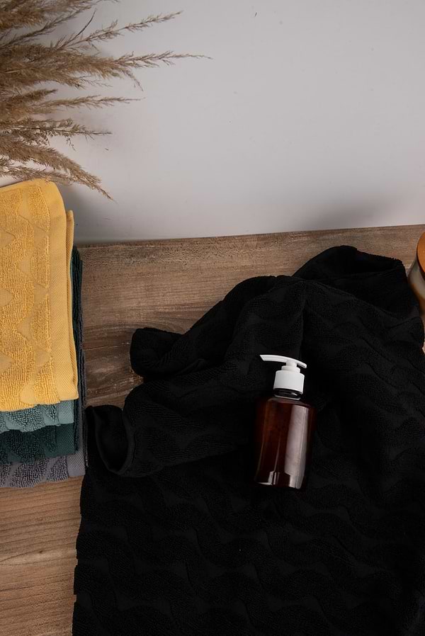 Фото - Рушник для обличчя GM Textile махровий жакардовий чорний (зігзаг) 50х90