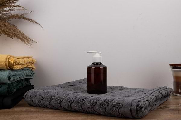 Фото - Рушник банний GM Textile махровий жакардовий сірий (зігзаг) 70х140