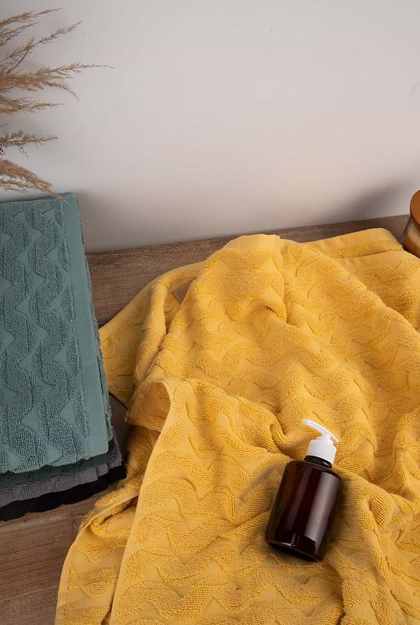 Фото - Полотенце банное GM Textile махровое жаккардовое желтый (зигзаг) 70х140