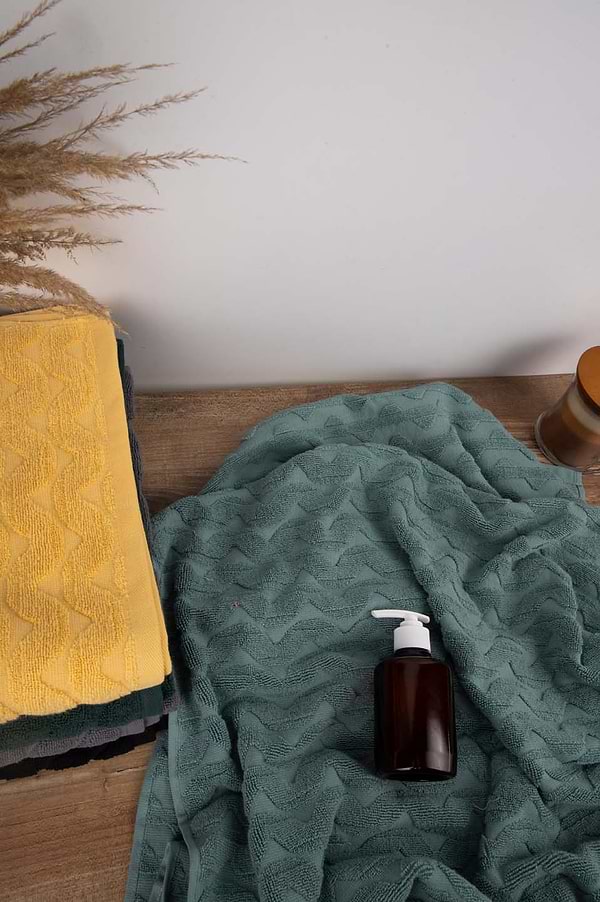 Фото - Рушник банний GM Textile махровий жакардовий мятний (зігзаг) 70х140