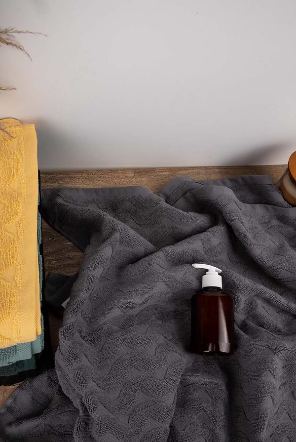 Фото - Рушник банний GM Textile махровий жакардовий сірий (зігзаг) 70х140