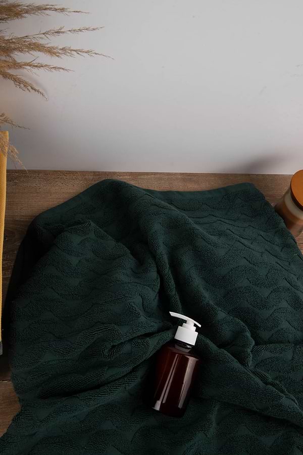 Фото - Полотенце банное GM Textile махровое жаккардовое зеленый (зигзаг) 100х150