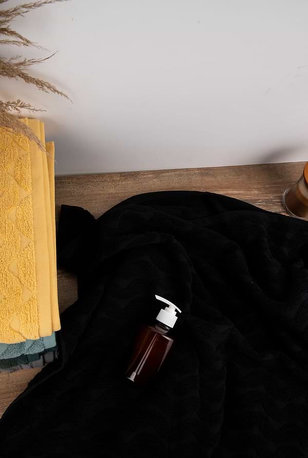 Фото - Полотенце банное GM Textile махровое жаккардовое черный (зигзаг) 100х150