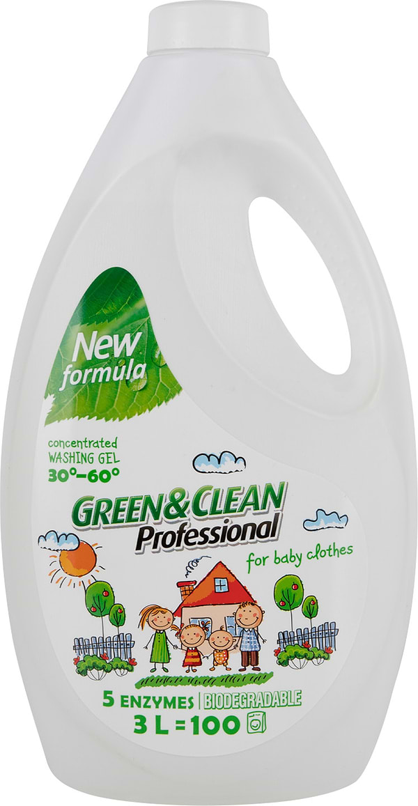 Фото - Гель для стирки Green&Clean Professional д/детского белья 3л (100 циклов)