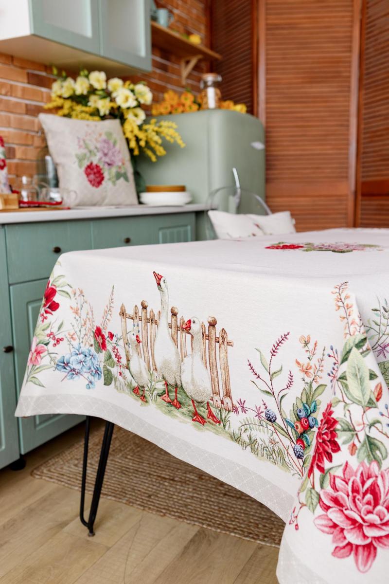 Фото - Скатерть прямоугольная Прованс Гуси 135х240 см (034099)