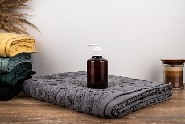 Фото - Рушник банний GM Textile махровий жакардовий сірий (зігзаг) 100х150