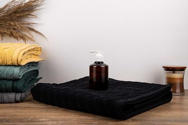 Фото - Полотенце банное GM Textile махровое жаккардовое черный (зигзаг) 100х150