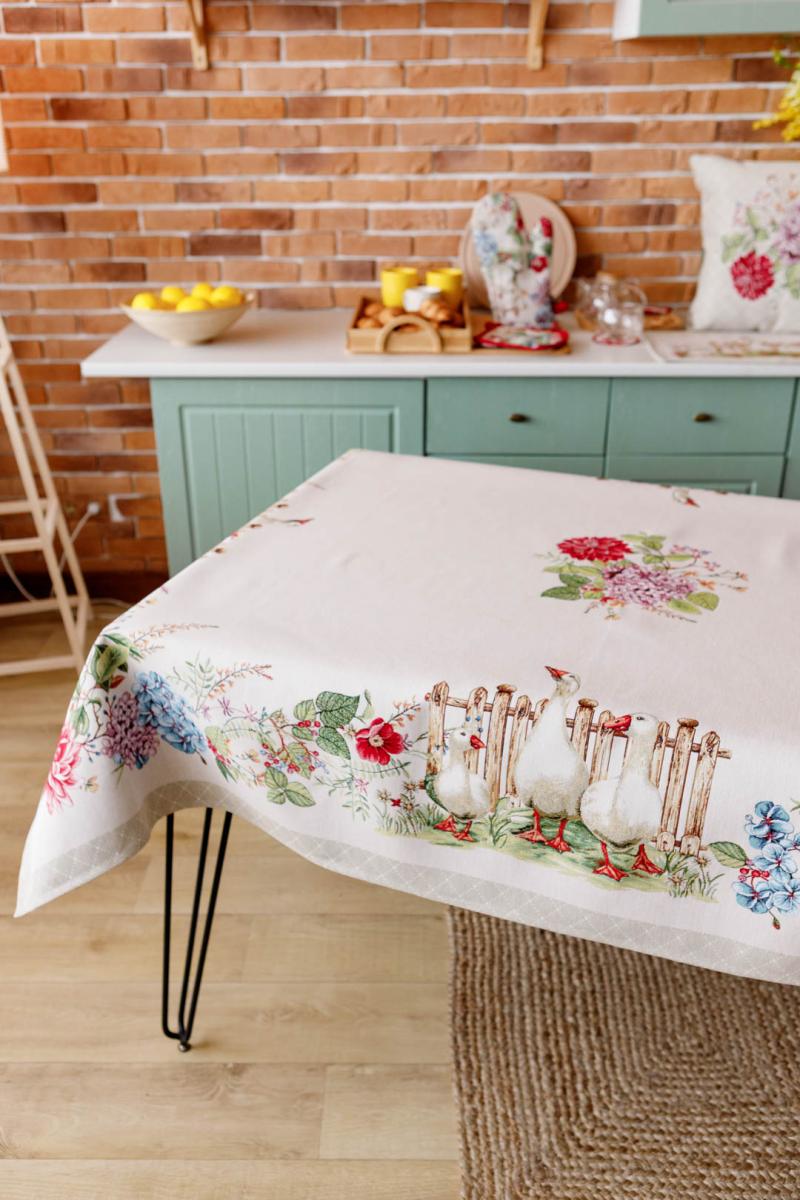 Фото - Скатерть прямоугольная Прованс Гуси 135х240 см (034099)
