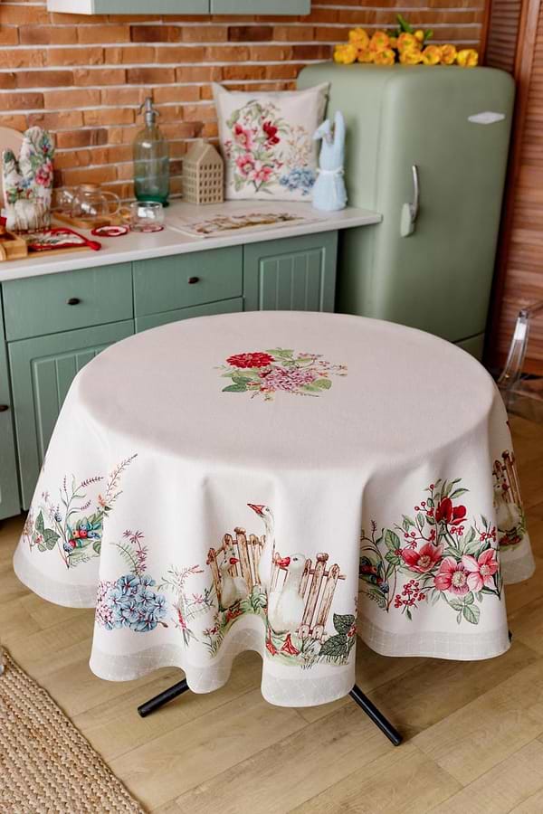 Фото - Скатертина кругла Прованс Гуси D180 см (034131)