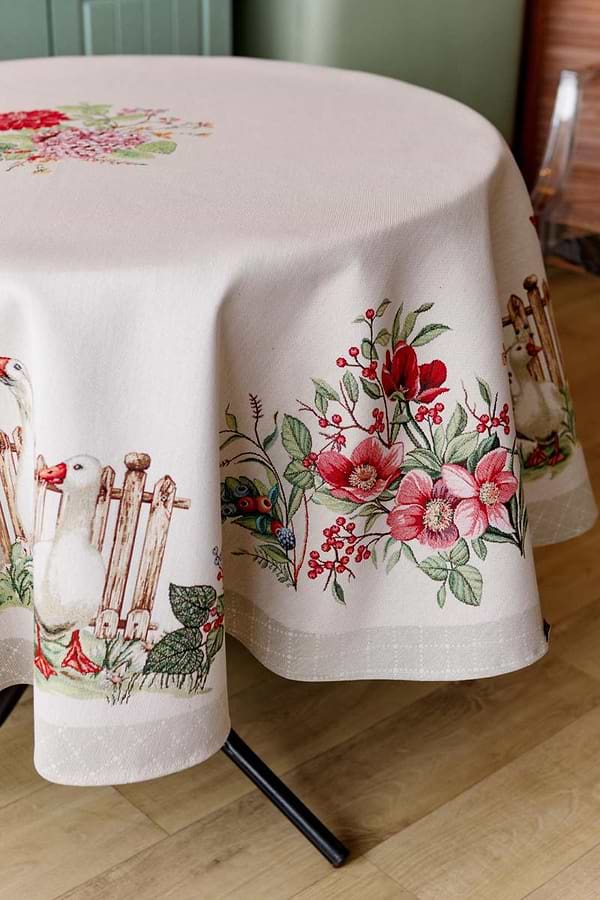 Фото - Скатертина кругла Прованс Гуси D180 см (034131)