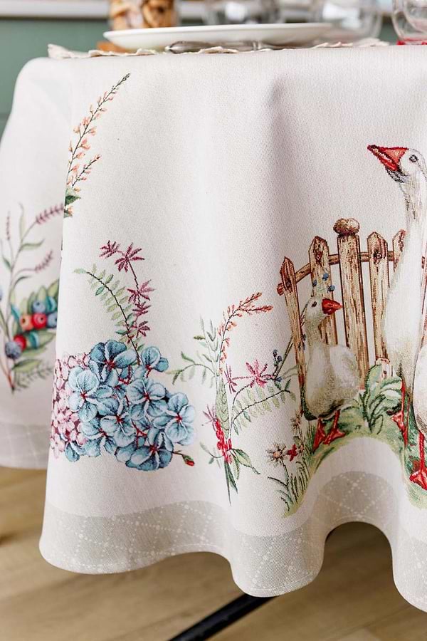 Фото - Скатертина кругла Прованс Гуси D180 см (034131)