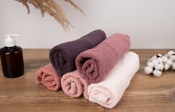 Фото - Рушник банний GM Textile махровий вафельний бордюр світло-бежевий 70х140