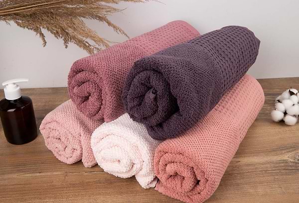 Фото - Рушник банний GM Textile махровий вафельний бордюр світло-теракотовий 70х140