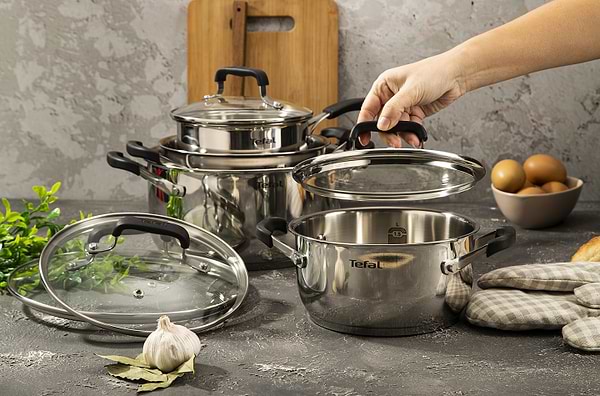 Фото - Набор посуды Tefal E493S874 Cook&Cool 8 пр., 18/20/24 см, сотейник 16 см с/кр