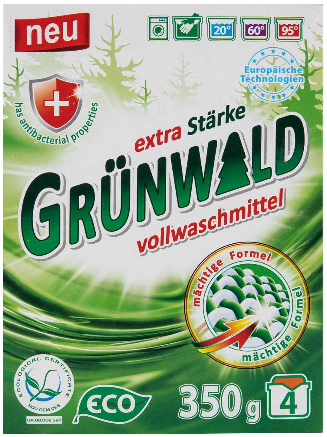 Стиральный порошок GRUNWALD универсальный Горная Свежесть 350 г - Фото 1