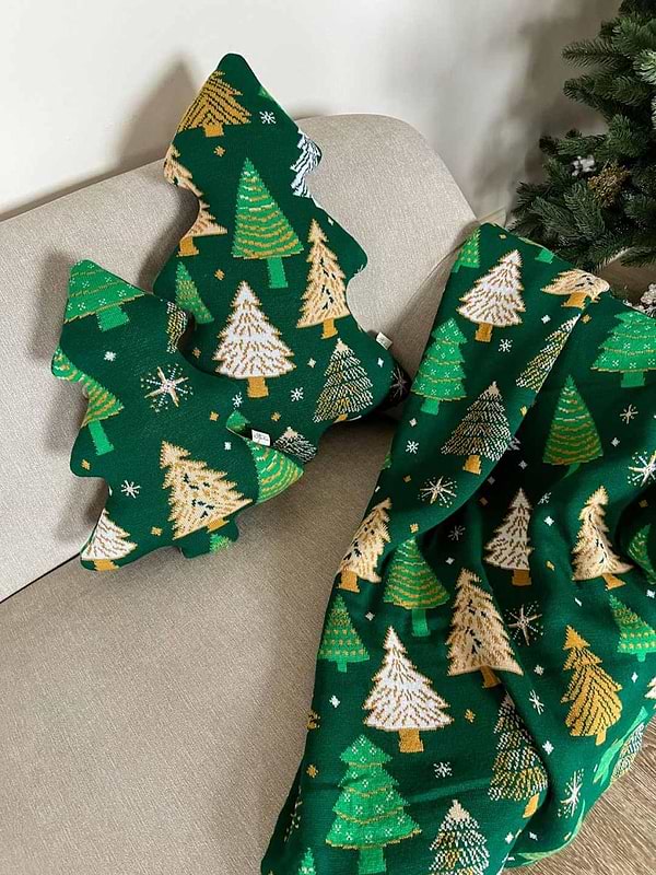 Фото - Подушка декоративная Прованс Елка зеленая с рисунком 50 см (038919)