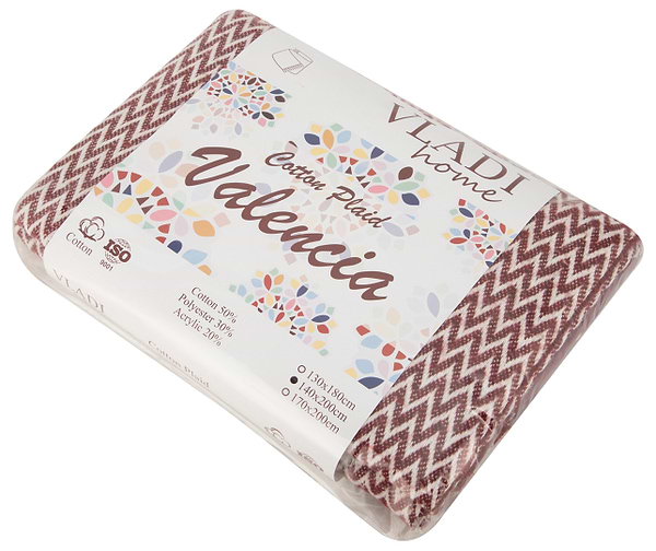 Фото - Плед полуторный Vladi Валенсия Антонио бордо 140х200