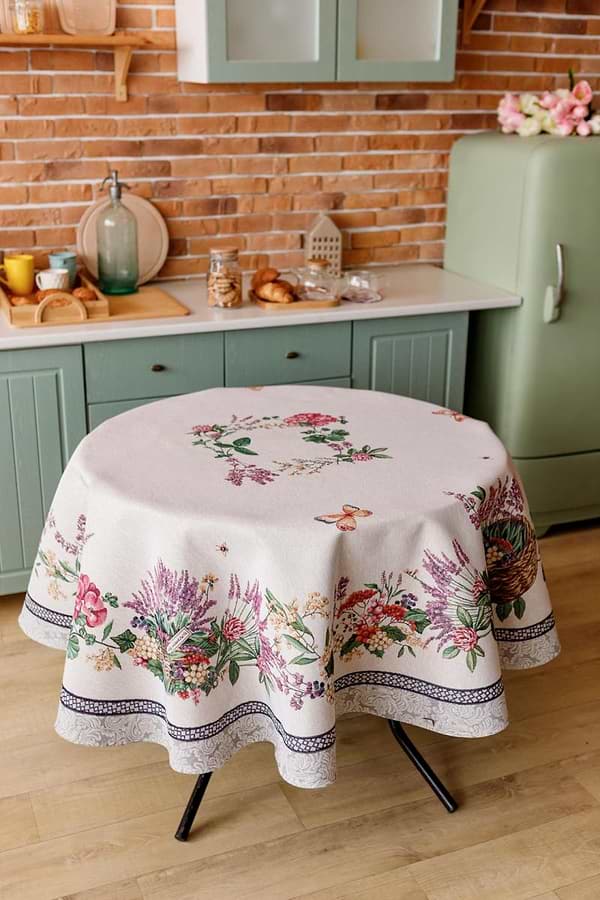 Фото - Скатертина овальна Прованс Лавандове поле 135х240 см (034199)