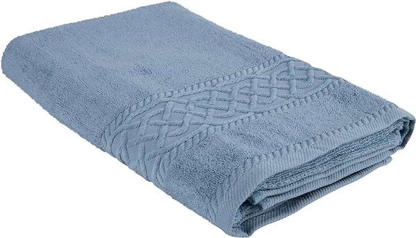 Фото - Полотенце банное Aisha жаккард, бордюр шанель серо-голубой 70х140 (4820190498601)