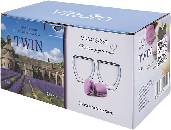 Фото - Набір склянок з подвійними стінками Vittora VT-5413-250 TWIN 2 шт. 250 мл