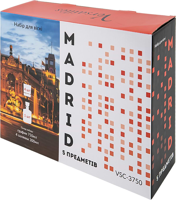 Фото - Набір склянок для віскі Versailles Madrid 5 пр. 750 мл (VSC-3750)