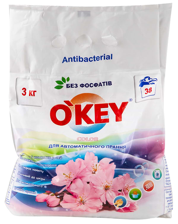 Фото - Стиральный порошок O'key Цветочный букет color автомат, 3 кг