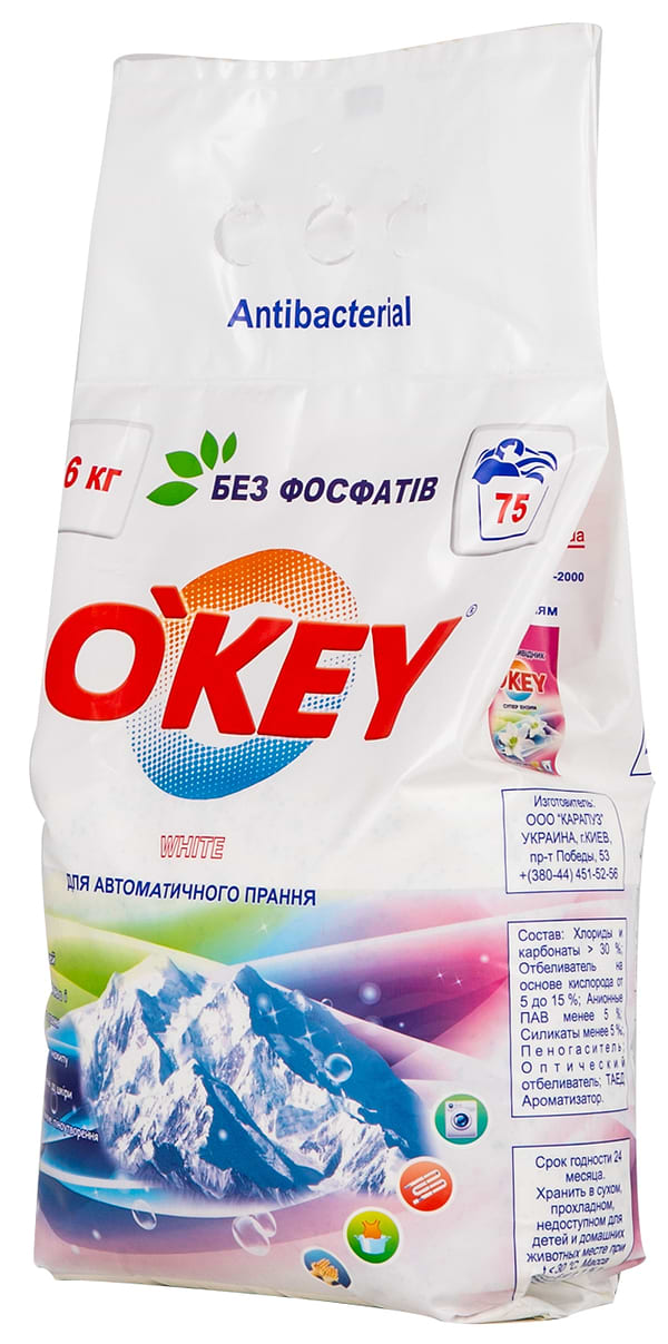 Фото - Пральний порошок O'key Гірська свіжість white автомат, 6 кг