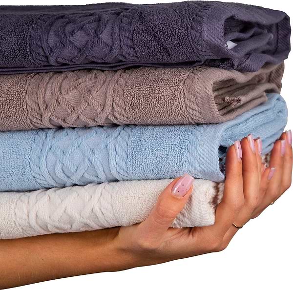 Фото - Полотенце банное Aisha жаккард, бордюр шанель серо-голубой 70х140 (4820190498601)