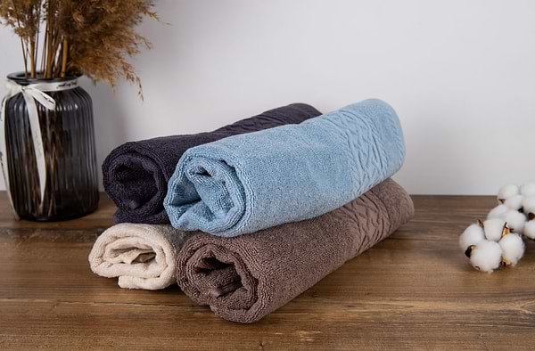 Фото - Рушник для обличчя Aisha жакард, бордюр шанель сіро-блакитний 50х90 (4820190498564)