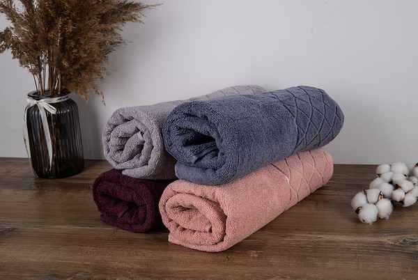 Фото - Полотенце для лица Aisha жаккард, бордюр ромбы винный 50х90 (4820190498625)