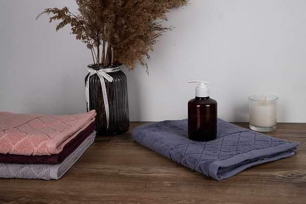 Фото - Рушник для обличчя Aisha жакард, бордюр ромби темно-васильковий 50х90 (4820190498632)