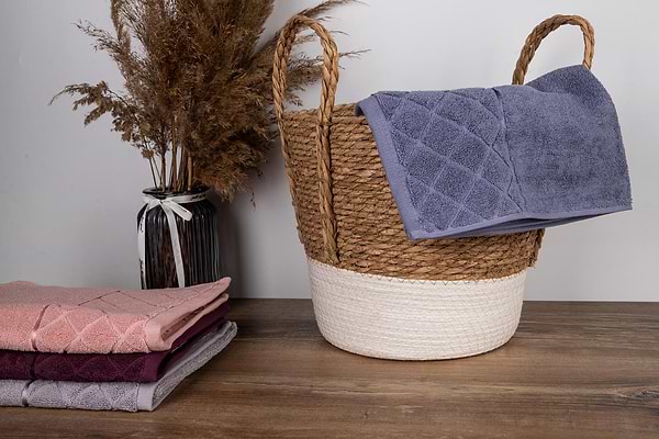 Фото - Рушник для обличчя Aisha жакард, бордюр ромби темно-васильковий 50х90 (4820190498632)