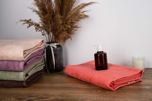 Фото - Рушник банний Aisha рис ефект кораловий 70х140 (4820190498755)