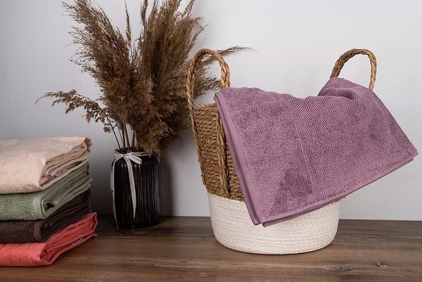 Фото - Рушник банний Aisha рис ефект пудрово-фіолетовий 70х140 (4820190498762)