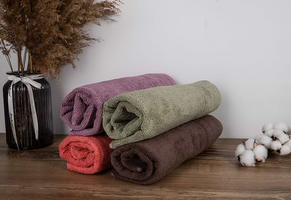 Фото - Рушник для обличчя Aisha рис ефект кораловий 50х90 (4820190498748)