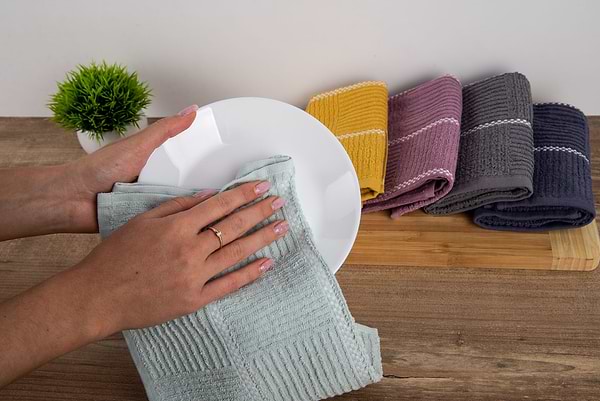 Фото - Рушник для рук Aisha шашечка бірюзовий 30х50 (4820190498342)