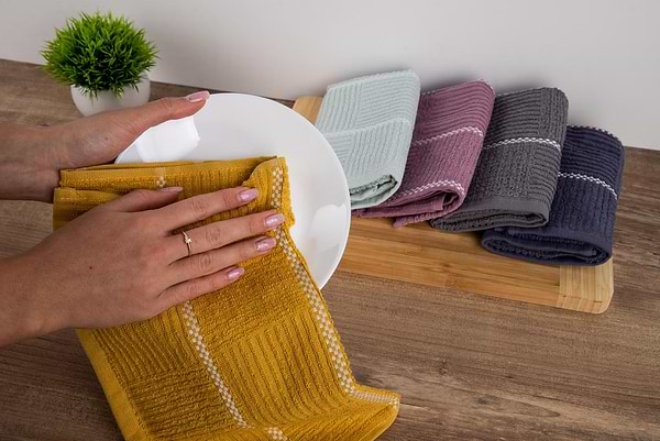 Фото - Рушник для рук Aisha шашечка гірчічний 30х50 (4820190498380)