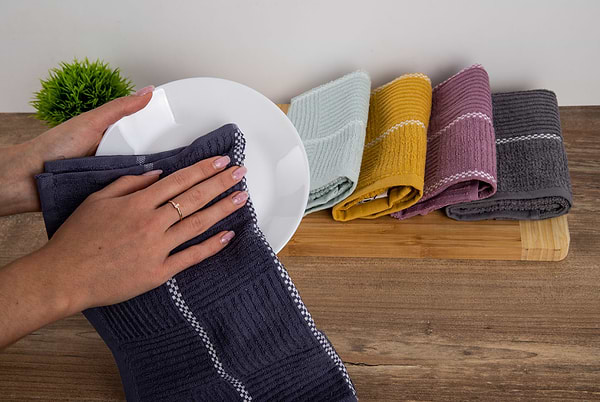 Фото - Рушник для рук Aisha шашечка темно-синій 30х50 (4820190498366)