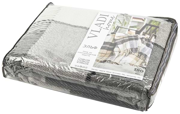 Фото - Плед євро Ельф Liam біло-сірий 200х220