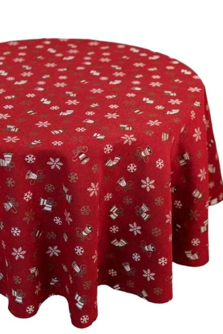 Скатерть круглая Прованс Колокольчики на красном D136 см (036868)