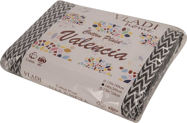 Фото - Плед полуторный Vladi Валенсия Antonio бел-дым 140х200