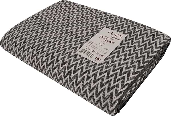 Фото - Плед полуторный Vladi Валенсия Antonio бел-дым 140х200