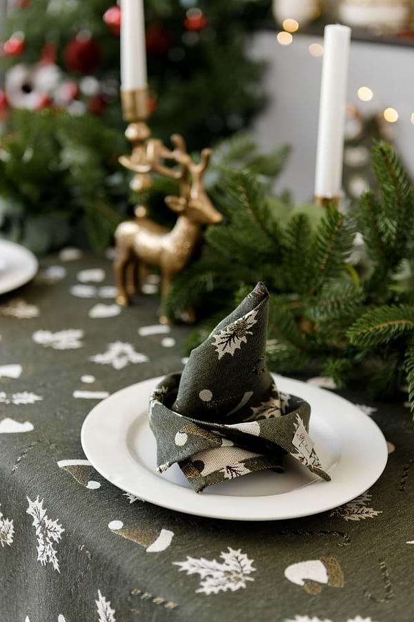 Фото - Серветка для сервірування Прованс Шапочки на зеленому 35х45 см (036838)