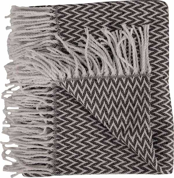 Фото - Плед полуторный Vladi Валенсия Antonio бел-дым 140х200