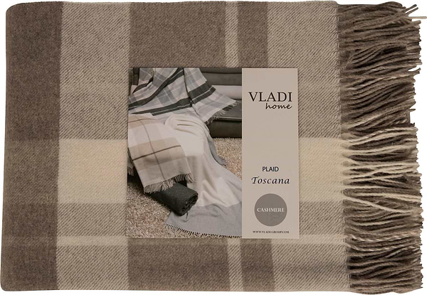 Фото - Плед полуторный Vladi TOSCANA TES бел-св.беж-бл.кор 140х200