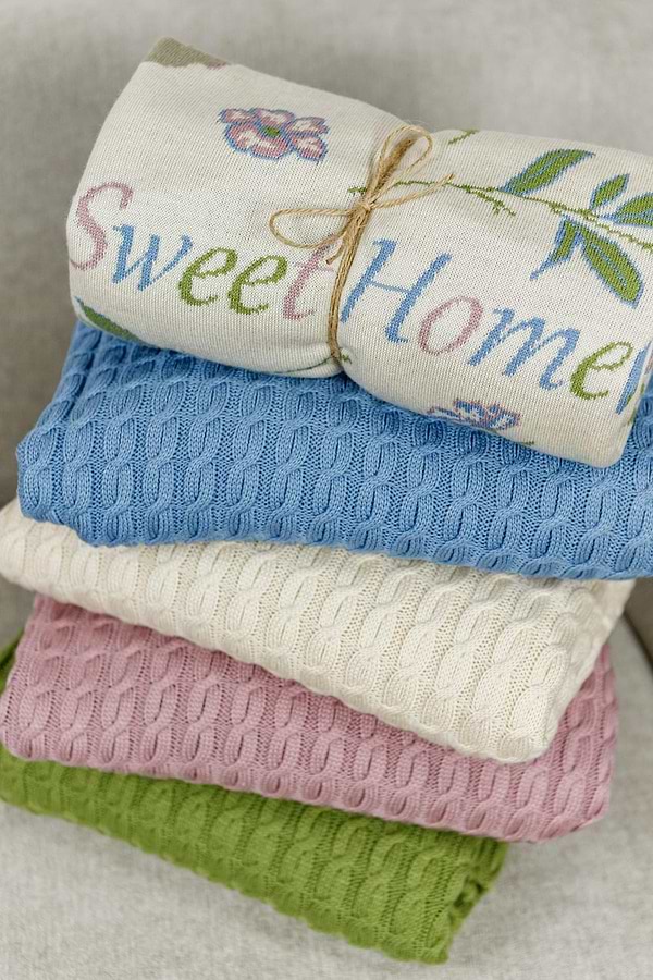 Фото - Плед полуторный Прованс Sweet home Kosa травяной 130х170 (028461)