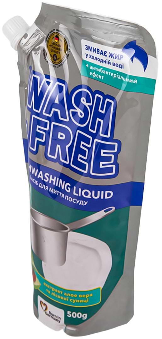 Фото - Засіб для ручного миття посуду WASH & FREE Екстракт алое вера та лісової суниці (DOYPACK) 500г