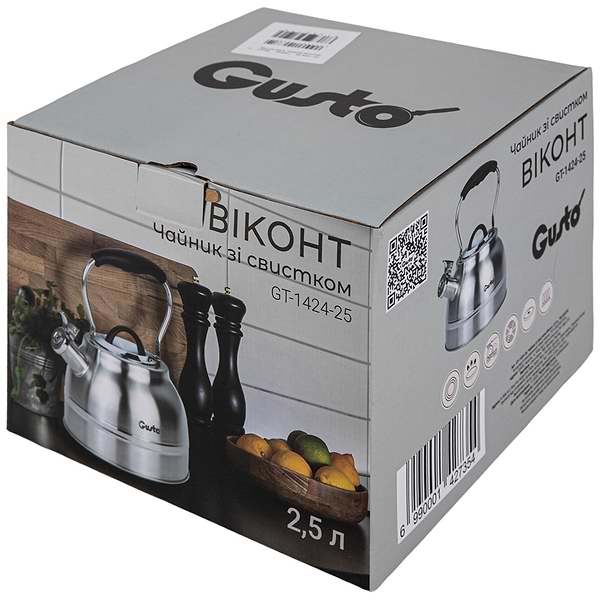 Фото - Чайник металлический Gusto GT-1424-25 Виконт со свистком 2.5 л