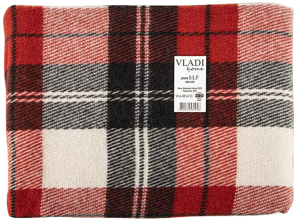 Фото - Плед евро Эльф Noan бело-красный антрацит 200х220